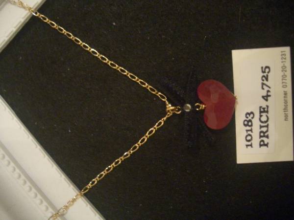 即決☆定価4725円☆ノースコーナー別珍リボン&ハートペンダント♪濃いめピンク♪拍卖