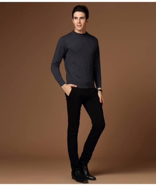 格安★秋冬物 着心地の良いハイネックセーターメンズXXLグレー★拍卖