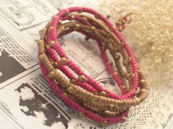 ★Wakami ワカミ風真鍮ボール3連ブレスレットP拍卖