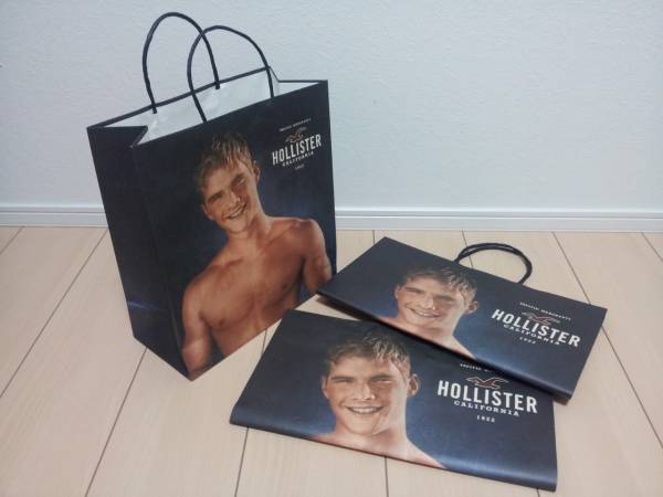 良品中古 美品!! ★ HOLLISTER ホリスター SHOP袋 ショップ袋 ★ ショッパー手提げ袋 紙袋 ★ 3点まとめて拍卖