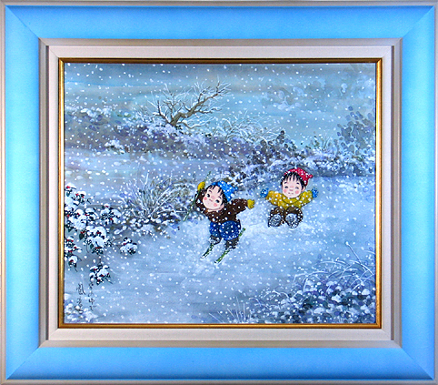 開田風童(雪の中で 8号)直筆水彩画 真作 Acre拍卖