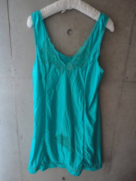 ★70s ヴィンテージ フランス キャミソール ワンピース ブルー ナイトウェア ベビードール拍卖