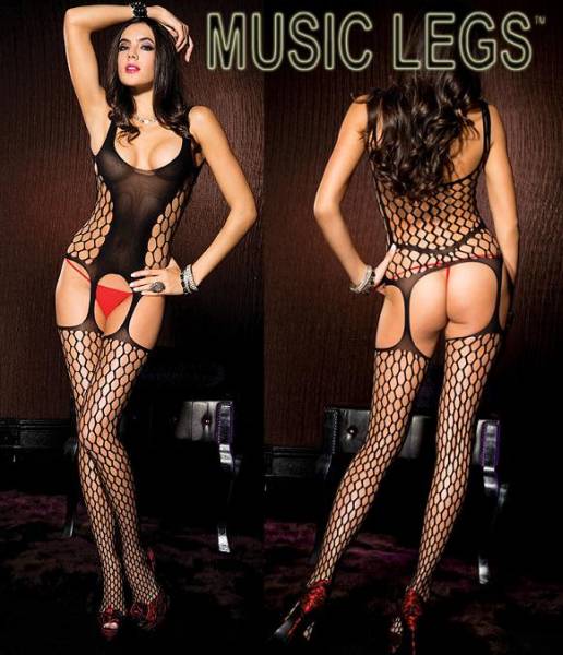 値下げ!3a3)LA発MUSICLEGSボディスーツストッキング黒セレブB系ダンサー拍卖