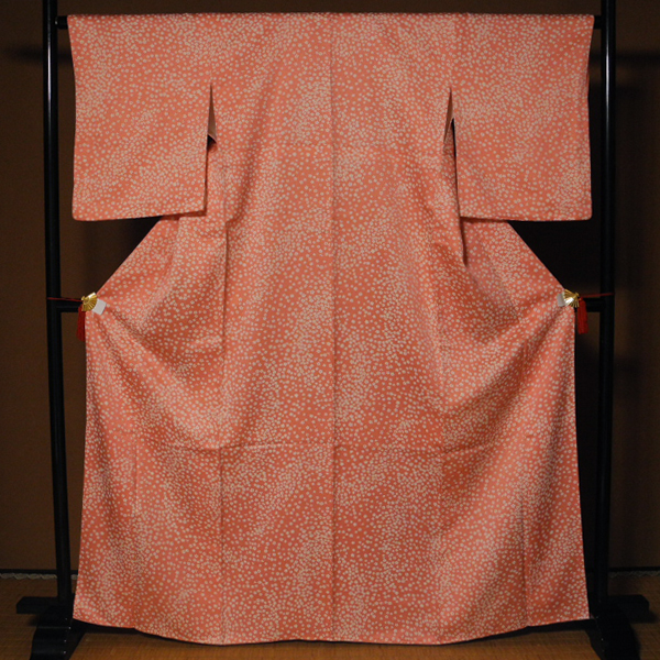 正絹 ピンク地に小花 小紋 美品 -袷-拍卖