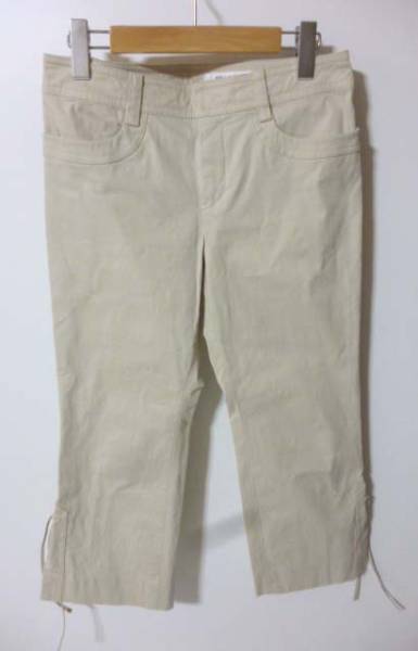 MELROSE/メルローズ4クロップド パンツ 7分丈ベージュ裾ヒモ付拍卖