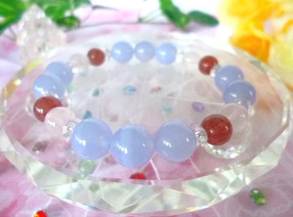 ☆トラウマの癒し☆リラックスヒーリング☆高品質AAA☆ブルーカルセドニー★疲労回復☆モスコバイト★ローズ☆クリスタル☆16cm☆拍卖