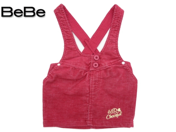 KO6★送料無料★美品★eab ベベ★肩紐調節可能なコーデュロイワンピース 80 拍卖