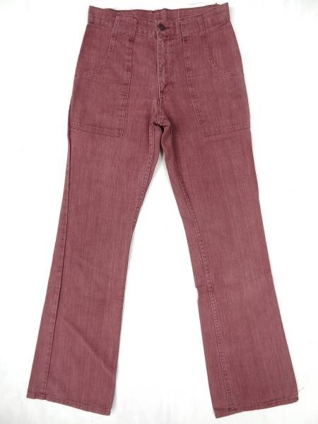ビンテージ LEVIS リーバイス 希少 70S 白タブ ビッグE ベーカー デザイン フレア パンツ レア カラー バーガンディー マルーン コットン拍卖