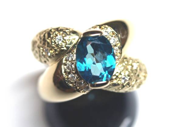 送料無料 卸値 K18YGインディゴブルートッパース リング拍卖