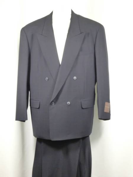 ♪♪ EL-100 W4B×1ピーク衿 スーツ 新品 春夏 濃紺柄 日本 ♪♪拍卖