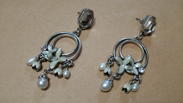 A&C AC アーツアンドクラフツ ノルウェーブランド パール風ピアス すずらん 小花 アクセサリー ジュエリー シルバー ビンテージ風拍卖