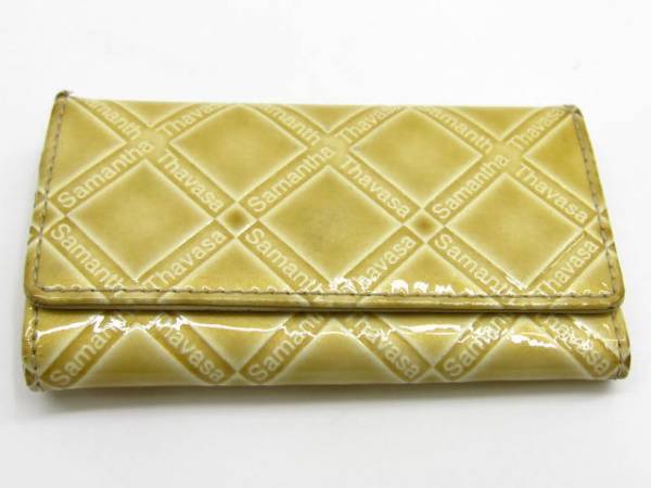 $ 美品 $ 希少 ● 光沢素材 レザー製 ・ 4連キーケース ● Samantha Thavasa ◆ サマンサタバサ ◆ キャラメル色 ◆ 送料無料!!拍卖