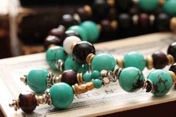 *Mcohen風ターコイズ(ハウライト)&オニキスMIXブレスレット拍卖