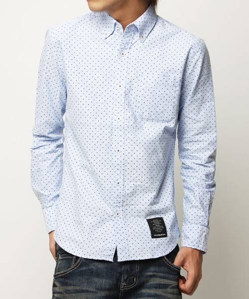 新品未使用VJS2104サイズM日本製Made in Japan【VANQUISH紳士長袖ボタンダウンドットオックスフォードシャツサックス】カジュアルシャツ拍卖