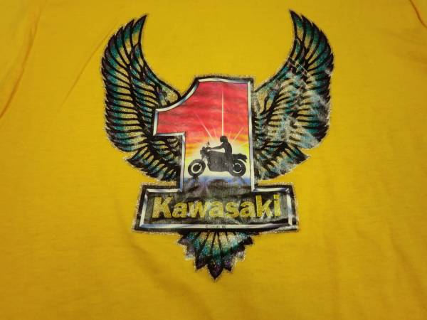 80s 当時物 ビンテージ KAWASAKI カワサキ NO.1ラメプリ Tシャツ拍卖