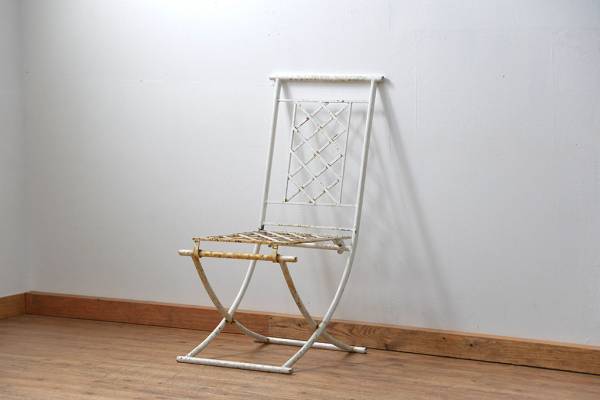 R-013984 イギリスアンティーク 折り畳みガーデンチェア(3)拍卖