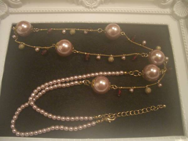 即決☆ピンクパープル系パール&ビーズネックレス♪ワンコイン 定形外140円☆拍卖