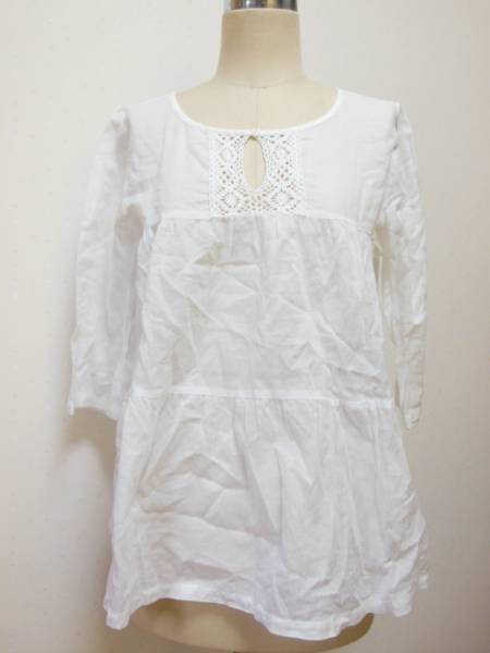 MEICONNE★プルオーバー/チュニック/白/レース/11R/ゆったり拍卖