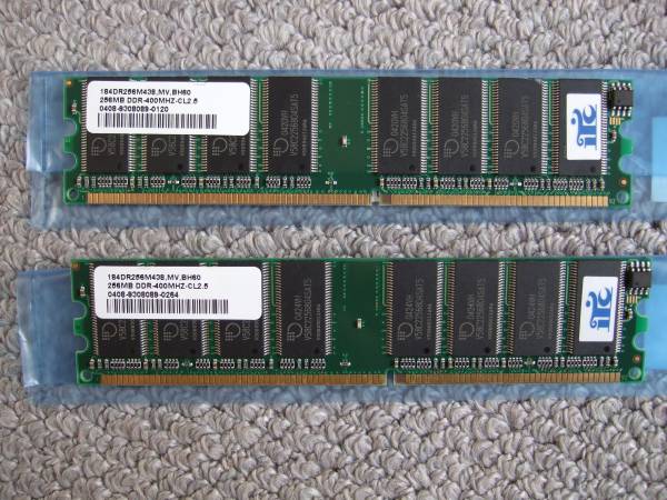 DDR PC-3200 DDR400 256MB x2 2組 合計1GB拍卖