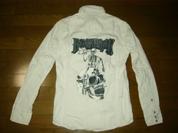 BACKBONE × Wrangler ダメージ加工 デニムシャツ M 白 タンガリー / バックボーン×ラングラー 長袖シャツ拍卖