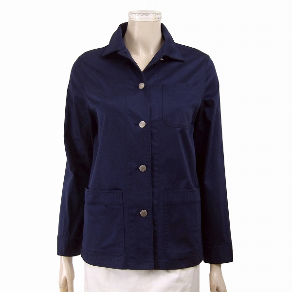美品★ジュンコシマダ*AWAW*JUNKO SHIMADA*紺系*ロゴ釦*ストレッチ&コットン混*ジャケット*11号(Lサイズ.40)拍卖