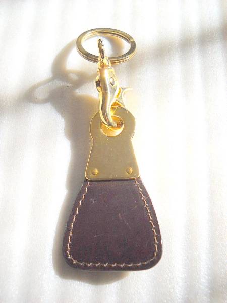 レザーキーリング ブラウン×ゴールド拍卖