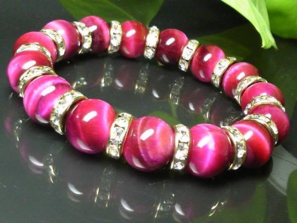 ピンクタイガーアイ12ミリ§ピンク虎目石拍卖