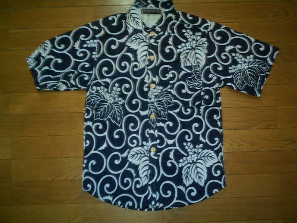☆手作り☆ 唐草半袖シャツ 紺 S 新品 送無料あり拍卖