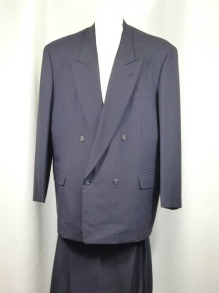 ♪♪ ELL-110 W4B×1ピーク衿 スーツ 新品 春夏 紺柄 日本製♪♪拍卖