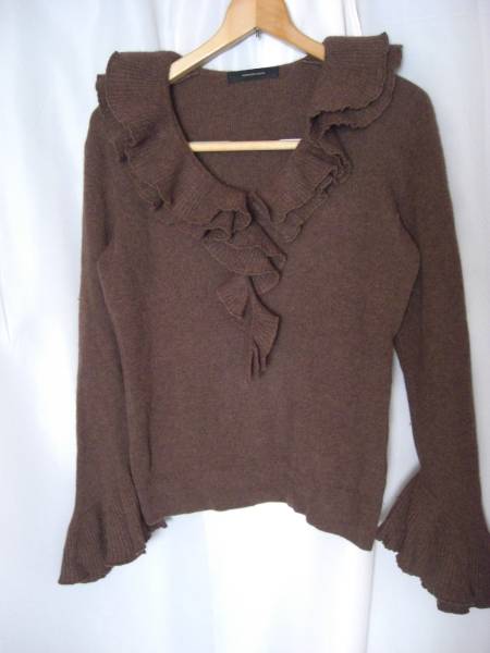 ◆◆TORRAZZO DONNA フリルデザイン長袖ニット (茶)C17拍卖
