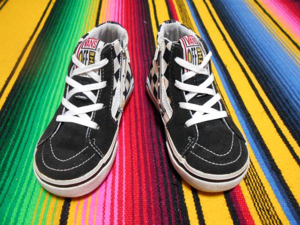 VANS OFF THE WALL フラッグチェック チェッカーフラッグ SK8-HI 子供用キッズ オールドスケート オールドサーフBMX POWELL BONES DOGTOWN 拍卖
