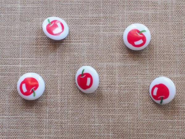 レトロ手芸雑貨ボタン*アップル 15mm 5個セット☆ハンドメイドリメイクに拍卖