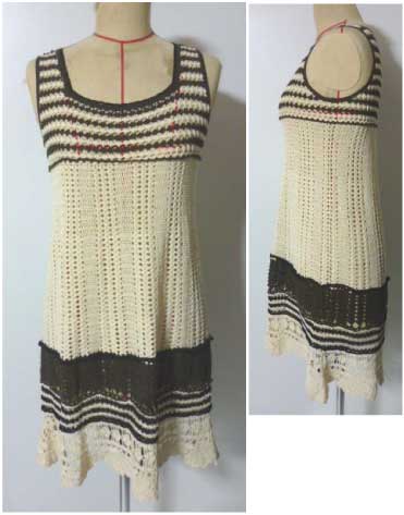 STRAWBERRY-FIELDS レース ワンピース キナリ×茶系ノースリーブ拍卖