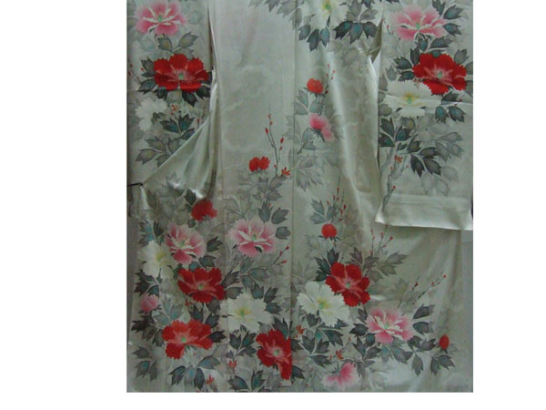 グレ-の雰囲気でベ-スを中振袖濡れ描き未仕立 お仕立てが原則拍卖