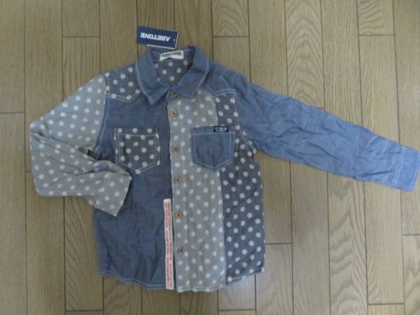 【新品】ドットダブルガーゼシャツ 綿100% 120 淡藍拍卖