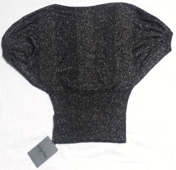 Mサイズ位 Edge line エッジライン ドルマン袖 ニット ★黒×銀ラメ フリーサイズ ★タグ付き未使用拍卖