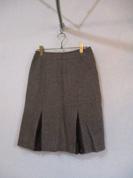 茶レース付ボックスプリーツスカート(USED)110815拍卖