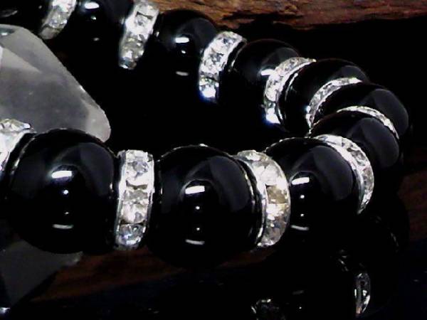 ◆◇天然オニキス12ミリ 黒瑪瑙×銀ロンデル◇◆ ゆうパケット送料無料 匿名発送拍卖