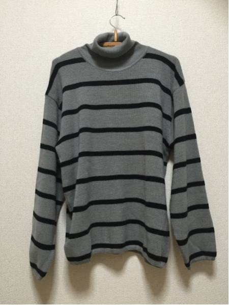 USA古着 ALBEMARLE タートルネック セーター ボーダー M グレー拍卖