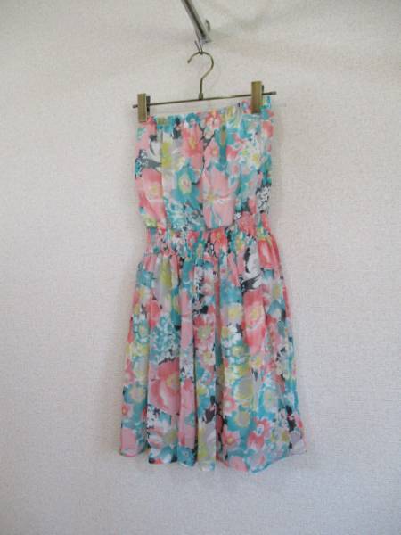 LDSマルチ花柄ベアトップシフォンワンピ(USED)71016②)拍卖