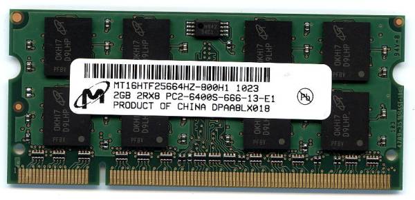 DELL(Inspiron,Latitude,Vostro,XPS,Studio)対応2GB PC2-6400(PC2-5300対応) 200Pin即決 相性保証拍卖
