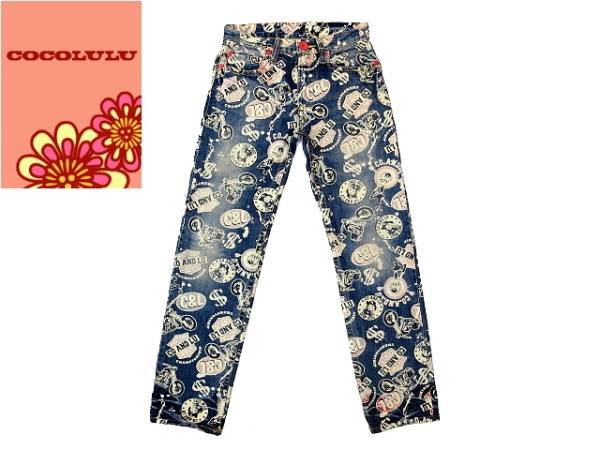 J5532★新品★CO&LO MEN'S★アメリカンバイク総柄ジーンズ 27拍卖