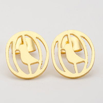 丸い鳥小屋の小鳥ピアス ケージの中にインコのピアス /鳥グッズ拍卖