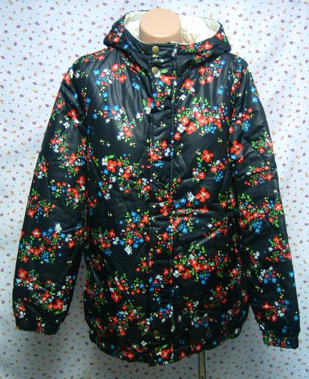 スカラー リバーシブルコート 黒×花柄、 アイボリー×黒猫拍卖