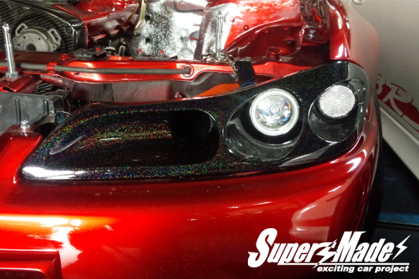 ★☆スーパーメイド☆S15シルビアレーシングヘッドライトカバー 左側 助手席側 FRP製☆★拍卖