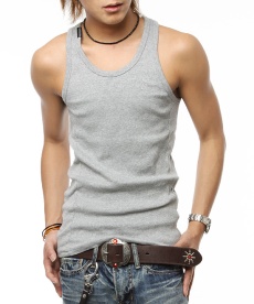 新品未使用VGC411サイズL日本製Made in Japan【VANQUISHワンポイントタンクトップグレー】メンズ 紳士拍卖