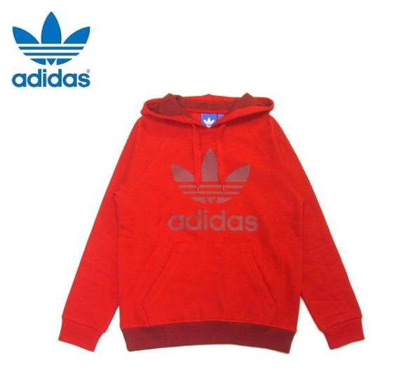 #古着屋大和 古着 セール中 9800円→6000円 試着のみ レアカラー 正規品 adidas オリジナルス トレフォイルロゴ パーカー Mサイズ レッド拍卖
