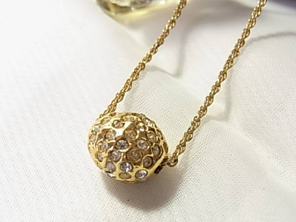 ☆キラキラ輝くラインストーン楕円ミラーボールのようネックレス拍卖