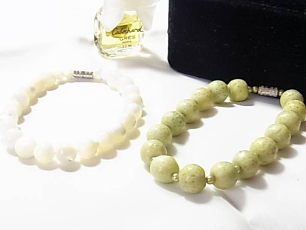 パワーストーン2本組*ムーンストーンにグリーン系ブレスレット◆++拍卖