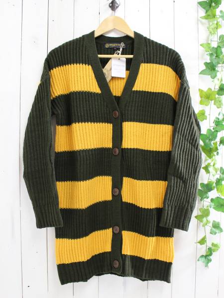 新品*ラギッドファクトリー*畦編みニットボーダーカーディガン拍卖